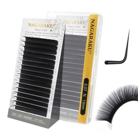 NAGARAKU NAGARAKU Eyelash Extensions Individual Lashes Extensions Classic Lash Matte Black 16 Rows Soft Natural Matte Black Professional Beauty Salon Lashes Supplies - 0.07N 13mm