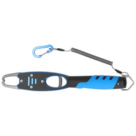 Fish Control Device Fishing Pliers Lip Gripper Lure Clamp Space Aluminum with ScaleBlue