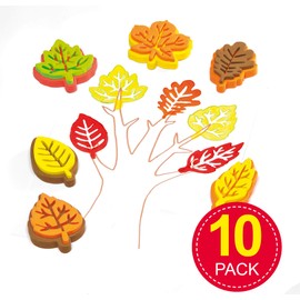 Baker Ross Foam Leaf-Shaped Stampers for Kids' Art Projects, to Decorate Cards, Collage, and Scrapbooking (Pack of 10)
