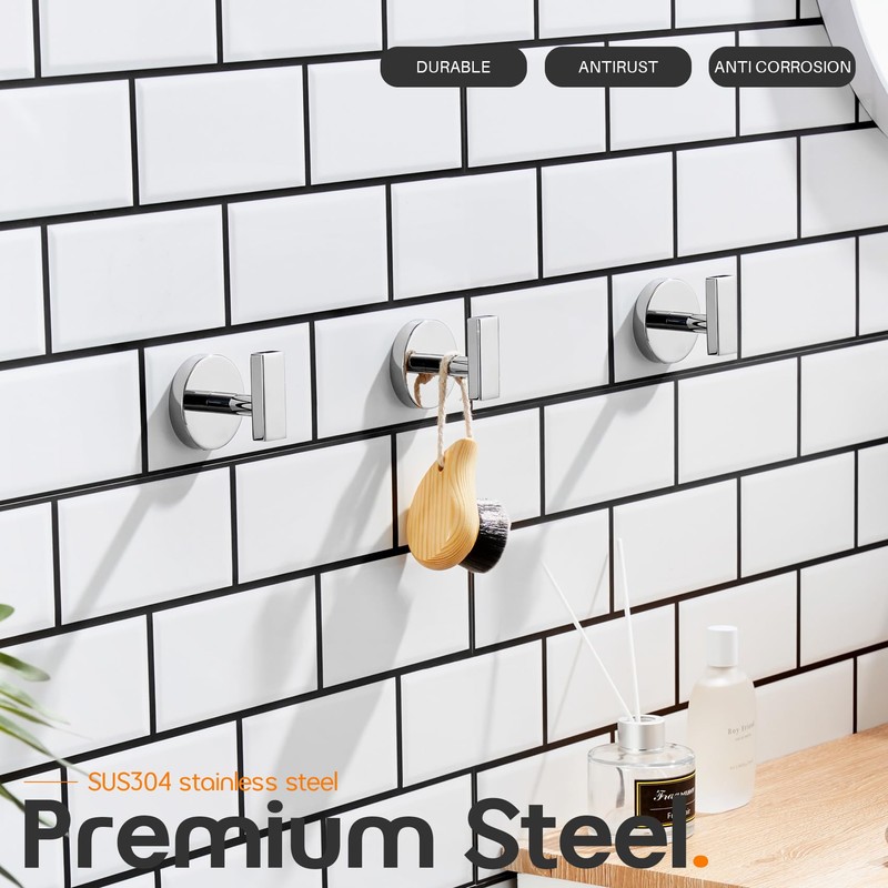 AONEON Robe Hook Polished Chrome Bath Towel Hooks Stainless Steel
