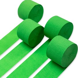 Crepe Paper Streamers 4 Rolls 328ft, Pack of Crepe Paper for Party Decorations, Wedding Decorations, Birthday Decorations, Baby Shower Decorations (1.8 Inch x 9.8 Inch/Roll) (Green)