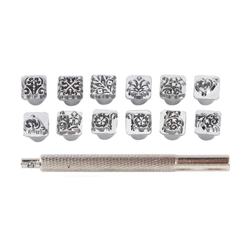 12Pcs Stamping Punch Tool Tang Dynasty Flower Design DIY Vegetable