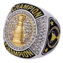 6 Pcs Ice Hockey Championship Ring Trophy Award Gift Tournament Champions or Finalists Champion Ring (6 pcs Rings, Size 10)