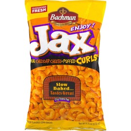 Bachman Jax Cheddar Cheese Puffed Curls 9.75 Oz Bags (4 Bags)