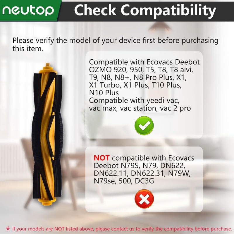 neutop Brush Rollers Compatible with Ecovacs Deebot OZMO 920, 950,