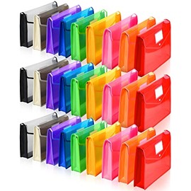 B4 Plastic Expanding File Folders Envelope File Folder Document Organizer Colorful Wallet Folder Receipt Organizer Folder with Snap Closure for School Office (Bright Color,27 Pack)