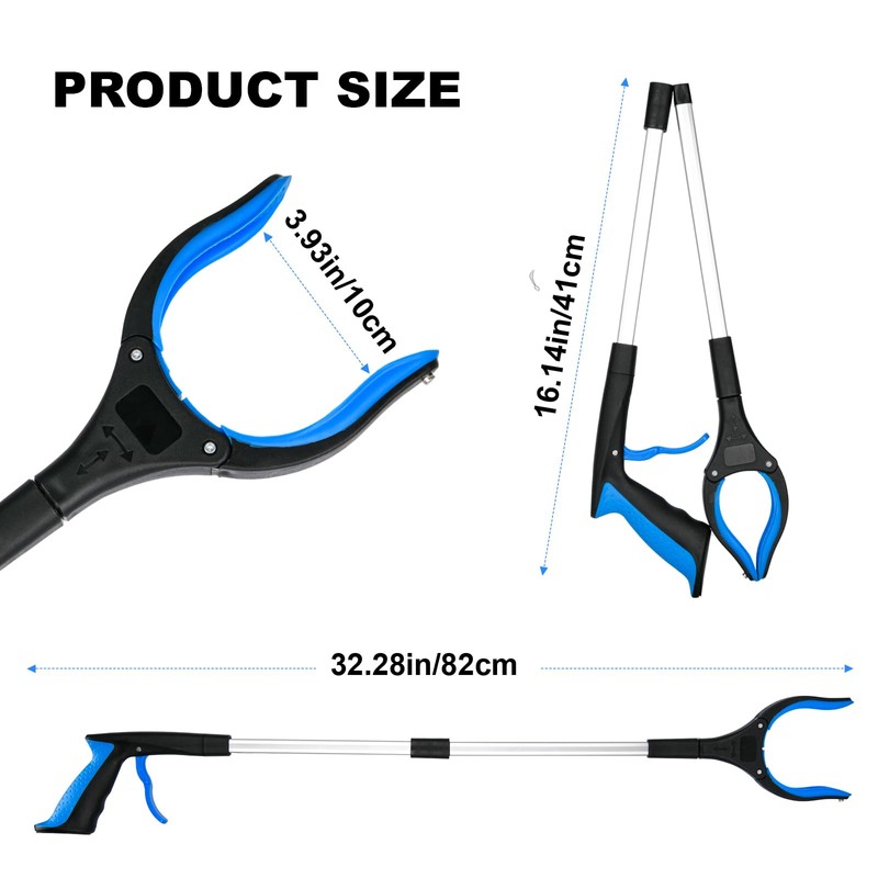 6-Pack 32" Grabber Reacher Tool, 360° Rotating Head, Wide Jaw,