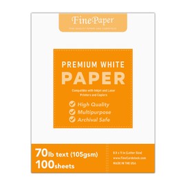 Bright White Paper - Multipurpose Office Print Writing Copy - Flyers, Posters, Design Proposals, Business Documents | 8.5 x 11 | 70lb Text (28lb Bond) | Acid Free Paper | 100 Sheets per Pack