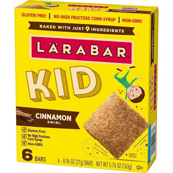 Larabar Kids Cinnamon Swirl Gluten Free Bar, 0.96 oz Bars, 16 ct (Pack of 8)