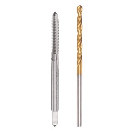 sourcing map 4-40 UNC Tap Cutter Straight Groove 2.3 mm Twist Drill Set Titanium Coated 6542 High Speed Steel Drill Machine Tap