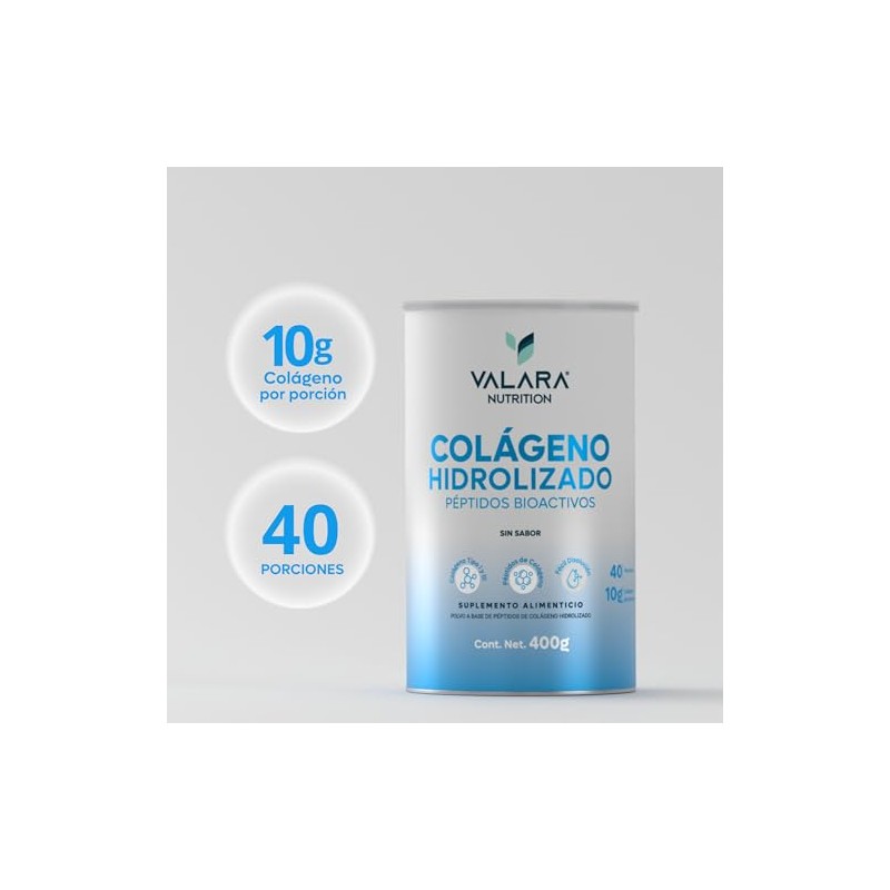 Valara Colágeno Hidrolizado Puro Azúcar Péptidos Bioactivos Piel Uñas Huesos