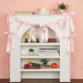 3Pcs 6.5Ft Pink Bow Garland Banner with Pearl for Bachelorette Party Decorations Bowknot Hanging Garland Banner Coquette Birthday Party Supplies for Wedding Engagement Baby Bridal Shower Favors Decor