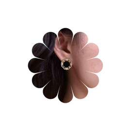 TseenYi Vintage Black Velvet Pearl Earrings Gold Pearl Round Filigree Earrings Bridal Pearl Beadeds Stud Earrings Black Circle Velvet Earrings Tiny Pearl Wedding Earrings Jewellery for Women, Alloy