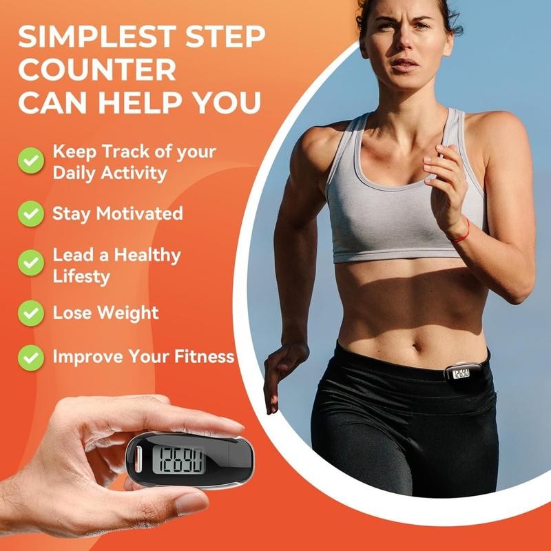 3D Pedometer for Walking, Simple Walking Step Counter with Removable