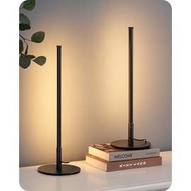 EDISHINE Modern LED Table Lamp, 3 Color Temperatures, Stepless Dimmable Minimalist Bedside Lamp, Touch Control Nightstand Lamp for Bedroom, Living Room, Office, Matte Black, 2 Pack (2700K-6500K)