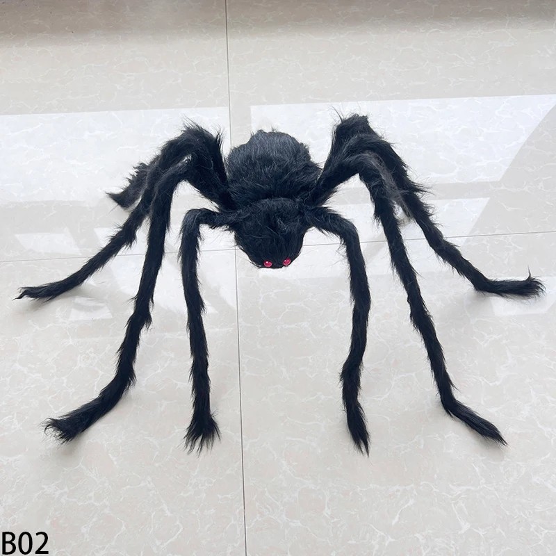 Giant Light-Up Spider for Halloween Decor – Poseable Black Plush