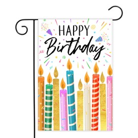 Avezano Happy Birthday Garden Flag for Boys and Girls, Double Sided Colorful Candles Birthday Garden Flag, Birthday Celebration Banner Yard Flag for Indoor Outdoor Law, 12"x18"