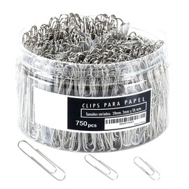 Timotech 750 Clips de papelería, Clips para Papel, Clips de Papel plateados de Varios Tamaños, Pequeños, Medianos y Grandes, Ideales para el Hogar, la Escuela y la Oficina Clips de Papel Surtidos.