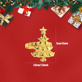 Christmas Tree Napkin Rings,6PCS Gold Napkin Rings Napkin Buckles Set,Christmas Napkin Rings Holder for Xmas Table Decorations Parties Thanksgiving Christmas Party Supplies