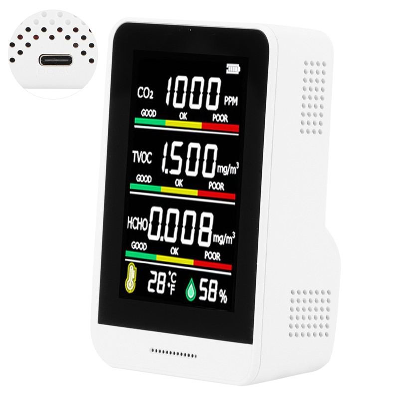Air Quality Monitor Portable CO2 TVOC Formaldehyde Tester Humidity Detection