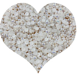 1000pcs 5mm Half Pearl Beads Flatback Pearl Beads Half Round Plastic Pearls for Crafts Scrapbooking Embellishment Nail Art(White AB)