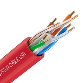 Syston Cable Technology Cat 6E Ethernet Network Cable - 30 FT, 600 MHz 23 AWG Solid Bare Copper Wire Outdoor/Indoor, Bulk No Ends 10 Ft to 1000 Ft Available, Heat Resistant Riser Rated - CMR