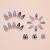 Press on Nails Long Stiletto MABKJLF Blue French Tip Fake