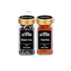 SIAZIH Spice Jars Square Set of 2 | 120 ml Spice Jars with Wooden Lid Made of Bamboo