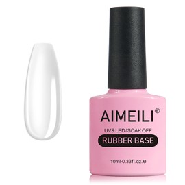 AIMEILI Clear Rubber Base Gel For Nails, Soak Off U V LED Hema Free Gel Nail Polish, 4 in 1 Nail Strengthen/Enhance/Base Coat/Color 10ml