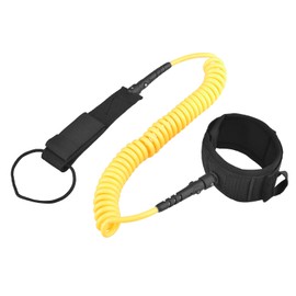 TRIWONDER Leash Cord for Shortboard Surfing Cord Leash Elastic Coil SUP Surfboard Leash (Yellow)