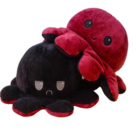 Kunstify Octopus Mood Cuddly Toy, XXL Octopus Plush Reversible, XXL Mood Octopus Plush Toy, XXL Cuddly Toy, Large Giant Gifts for Women, Best Friend, Children Gifts 30 cm, Red Black