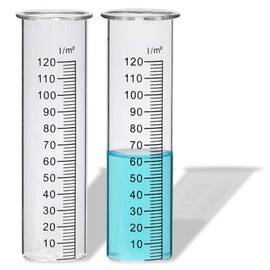 JUJOYBD 2 x Replacement Glasses for Rain Gauge, Glass with Scale in L/m², Replacement Cylinder, Rain Meter, Measuring Glass, Glass Cylinder