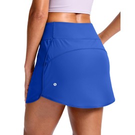 SANTINY - Falda deportiva para mujer, con bolsillos, cintura alta, con pantalones cortos, falda de tenis atlética, para pickleball casual, Azul Real, X-Small