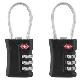EVRU TSA Luggage Locks, [2 Pack] 3-Digit Security Suitcase Locks, Combination Padlock for Suitcases Flexible Cable Travel Lock, TSA Approved Luggage Padlock for Suitcases Travel Bag Case