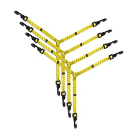 4 Pack 3 Way Flat Adjustable Bungee Cords with Hooks, Easy to Adjust The 3 Sides Length, Lucky Straps 30 Inch Black/Yellow Heavy Duty Tack Strap for Bike, Motorcycle, Roof Rack, Kayak, Cargo, etc