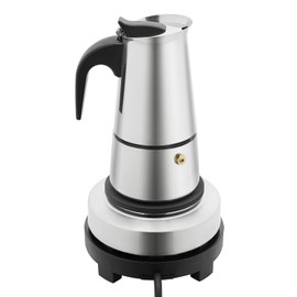 BIXIBIN 4 Cup Stovetop Espresso Maker with Electric Stove, Portable Stainless Steel for Home, Office, and Travel
