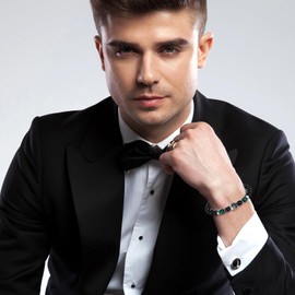 Oidea Black Tourmaline Bracelet: Mens Womens Adjustable Skull Layered Stainless Steel Chain Beads Bracelet Obsidian Bracelet Tiger Eye Bracelet Protection Bracelet Jewelry Gifts