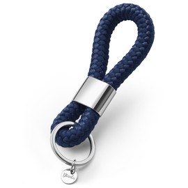 Key Pendant with Silver Metal in Maritime Design Made of Sailing Rope, Available in Many Different Colours, Elegant Key Chain, Turquoise, dark blue