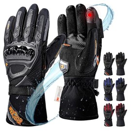 IRON JIA'S Guantes de Motocicleta para Invierno, con Pantalla táctil, Impermeable, Resistente al Viento