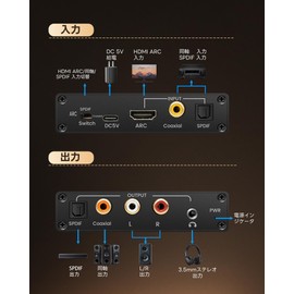 Avedio Links HDMI ARC Adapter, Audio Extractor, Supports 192 KHz, DAC Converter, Optical Digital, SPDIF + Coaxial + RCA (L/R), Analog Audio + 0.1 inch (3.5 mm), AUX Output, CEC Function, Audio