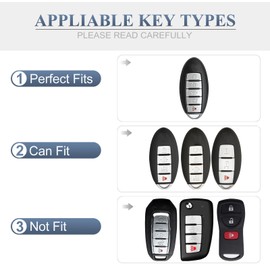 YO&YOYE Carbon Fiber Texture Key Fob Cover Compatible with Nissan Altima Maxima Rogue Pathfinder Armada Smart Key 5 Buttons, Zinc Alloy Key Case keychain Shell