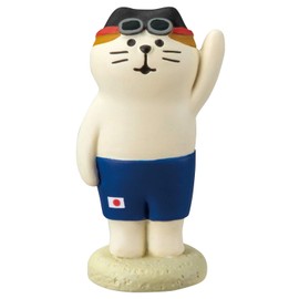 Decole ZCB-61845 Concombre Figurine, Athlete Cat, Swimming Cat, 1.2 x 1.0 x 2.2 inches (3 x 2.5 x 5.7 cm)