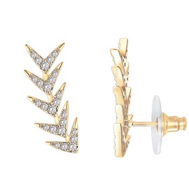 PAVOI 14K Yellow Gold Plated Sterling Silver Post Climber Arrow Ear Crawler Earrings