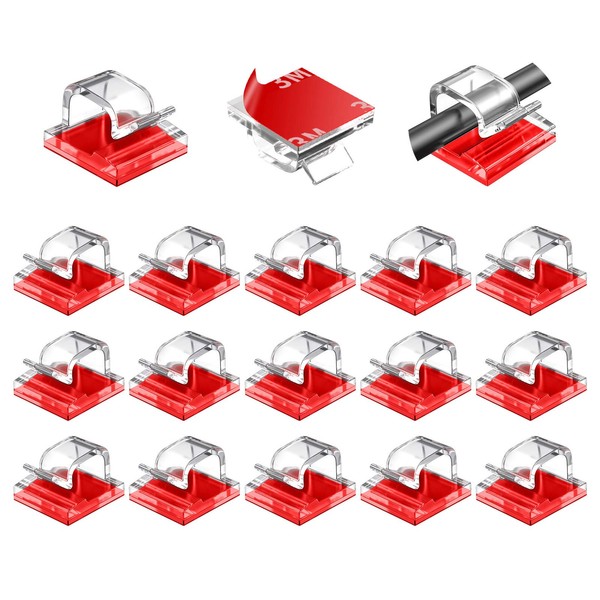 Halsouy Cable Clips 100pcs, Wire Clips, Durable Strong Adhesive Cable