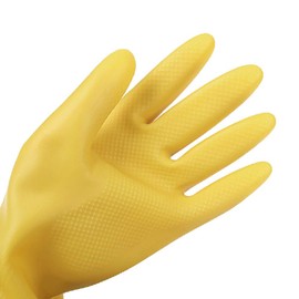 TopHomer Latex Work Gloves, Multi-Purpose Protection, Cleaning Gloves for Cooking, Dishwashing and Gardening, Yellow, Large (1 Pair)