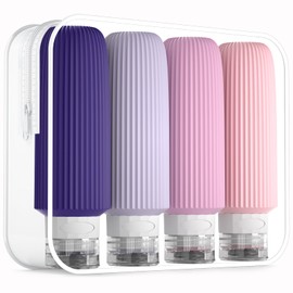 Mrsdry Travel Bottles for Toiletries, Large 6oz Travel Size Containers, BPA Free Leak Proof Tubs Refillable Liquid Accessories with Toiletry Bag for Cometic Shampoo and Lotion Soap (4 Pack)