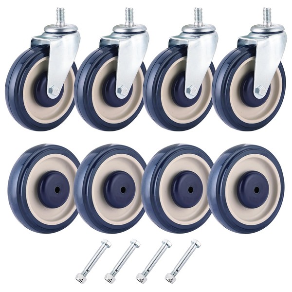 FLKQC 8 Pack 5" Shopping Cart Replacement Wheels Kit, Double