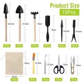 FDGGT 15 Pieces Garden Tools, Mini Growing Tool, Portable Growing Tool, Garden Accessories, Garden Maintenance Accessories