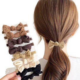 Aollaa Hair Rubber Hair Elastic [Knotless Ribbon Rubber 5 Colors 10 Pieces] Hair Friendly Pile Fabric Plain Popular Korean Style Dull Color Fashionable Hair Accessory Thick Hair Ring Rubber Gentle on