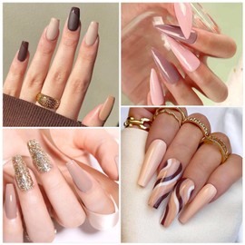 YSUVIN Semi-Permanent Nail Polish, 10 Colors Nude Pink Beige Brown Semi-Permanent Nail Polish, Glitter Gel Polish Nail Art Soak Off UV/LED Polish DIY Manicure Kit